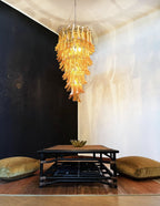 Aurora Chandelier Amber White Murano Spiral Petals