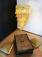Aurora Chandelier Amber White Murano Spiral Petals