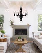 Aurora Chandelier Black Murano Candle Arm Glass Classic