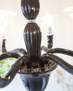 Aurora Chandelier Black Murano Candle Arm Glass Classic