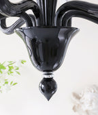 Aurora Chandelier Black Murano Candle Arm Glass Classic