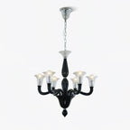 Aurora Chandelier Black Murano Candle Arm Glass Classic