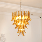 Aurora Chandelier Amber Lily Murano Glass Layered Centerpiece