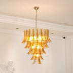 Aurora Chandelier Amber Lily Murano Glass Layered Centerpiece