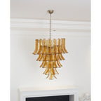Aurora Chandelier Amber Lily Murano Glass Layered Centerpiece