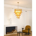Aurora Chandelier Amber Lily Murano Glass Layered Centerpiece