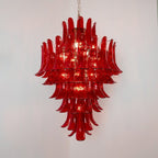 Aurora Chandelier Crimson Murano Petals Bold Art Glass