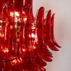 Aurora Chandelier Crimson Murano Petals Bold Art Glass