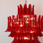 Aurora Chandelier Crimson Murano Petals Bold Art Glass