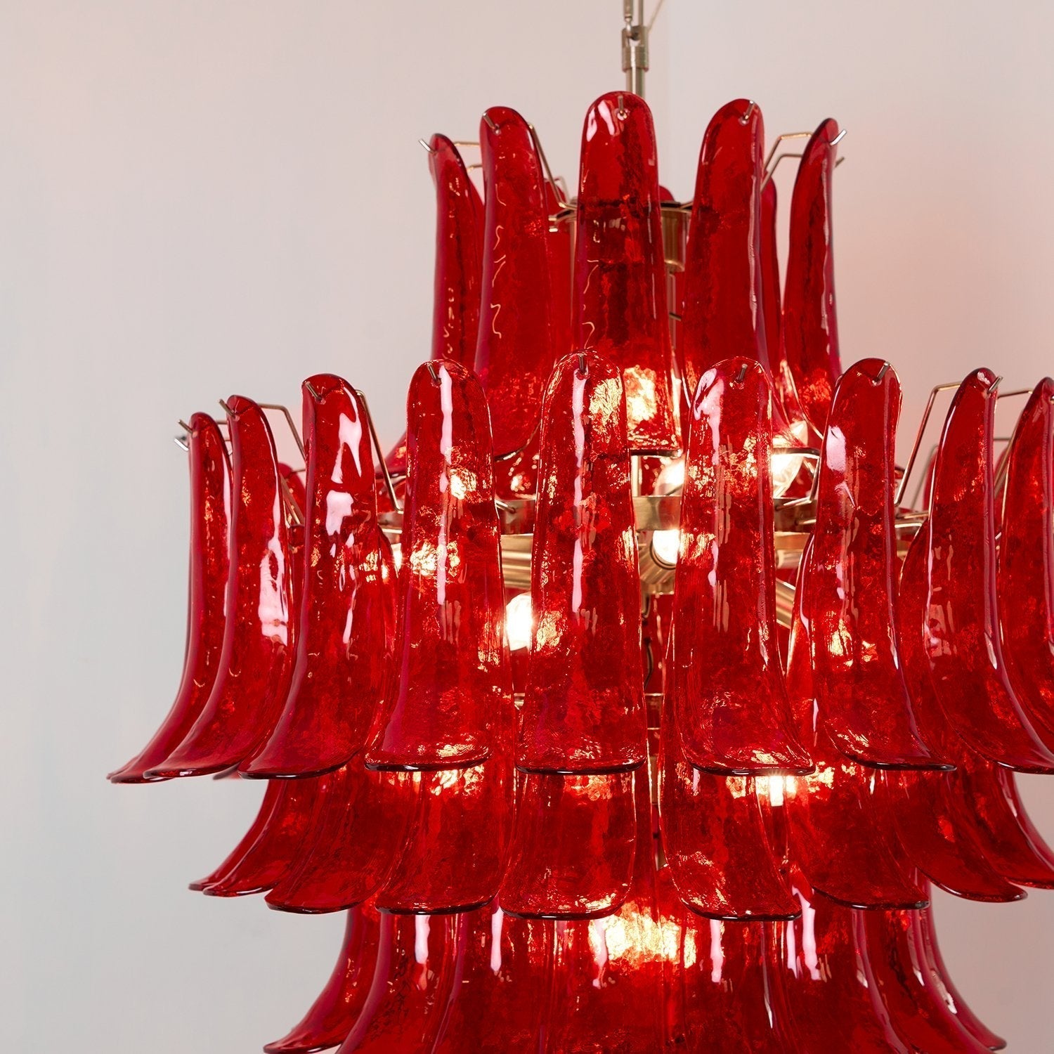 Aurora Chandelier Crimson Murano Petals Bold Art Glass