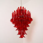 Aurora Chandelier Crimson Murano Petals Bold Art Glass