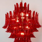 Aurora Chandelier Crimson Murano Petals Bold Art Glass