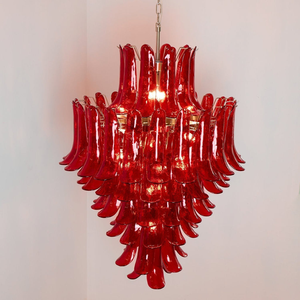 Aurora Chandelier Crimson Murano Petals Bold Art Glass