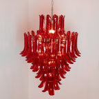 Aurora Chandelier Crimson Murano Petals Bold Art Glass
