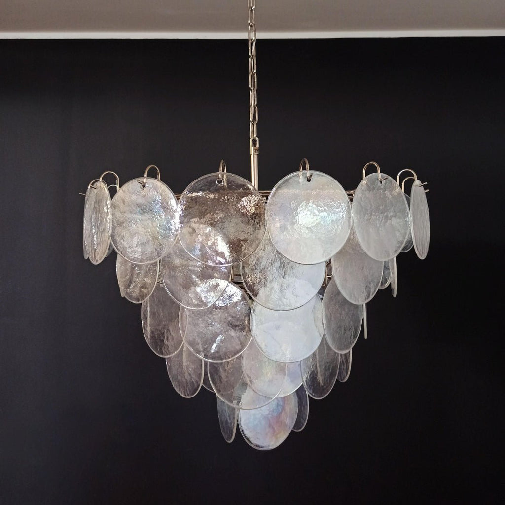 Aurora Chandelier Iridescent Murano Glass Disc