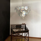 Aurora Chandelier Iridescent Murano Glass Disc