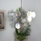 Aurora Chandelier Iridescent Murano Glass Disc