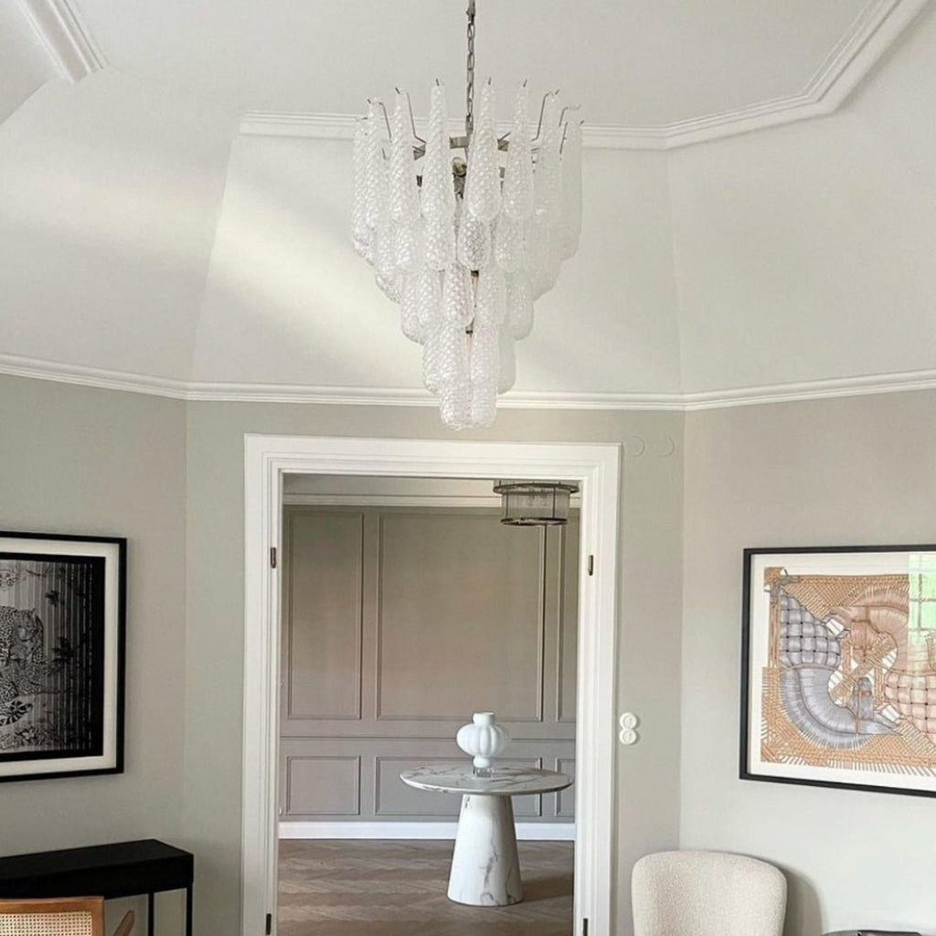 Aurora Chandelier Clear Murano Glass Dewdrop Layered