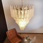 Aurora Chandelier Clear Murano Glass Dewdrop Layered