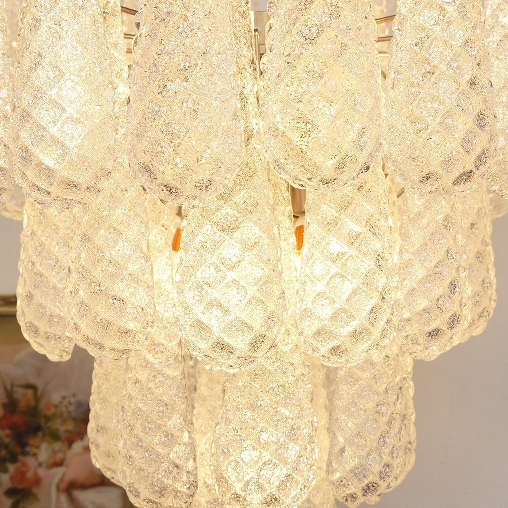 Aurora Chandelier Clear Murano Glass Dewdrop Layered