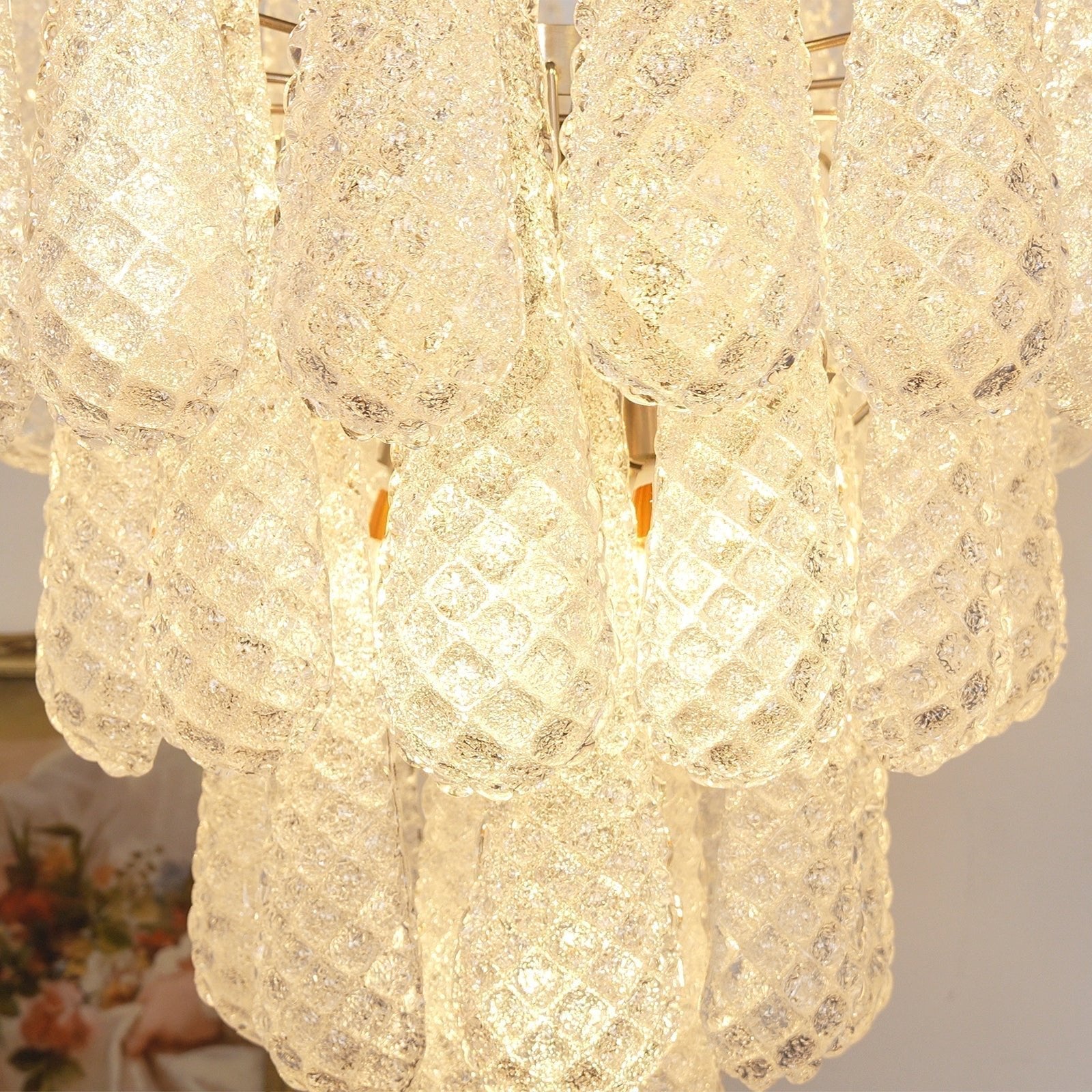 Aurora Chandelier Clear Murano Glass Dewdrop Layered