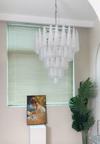 Aurora Chandelier Clear Murano Glass Dewdrop Layered