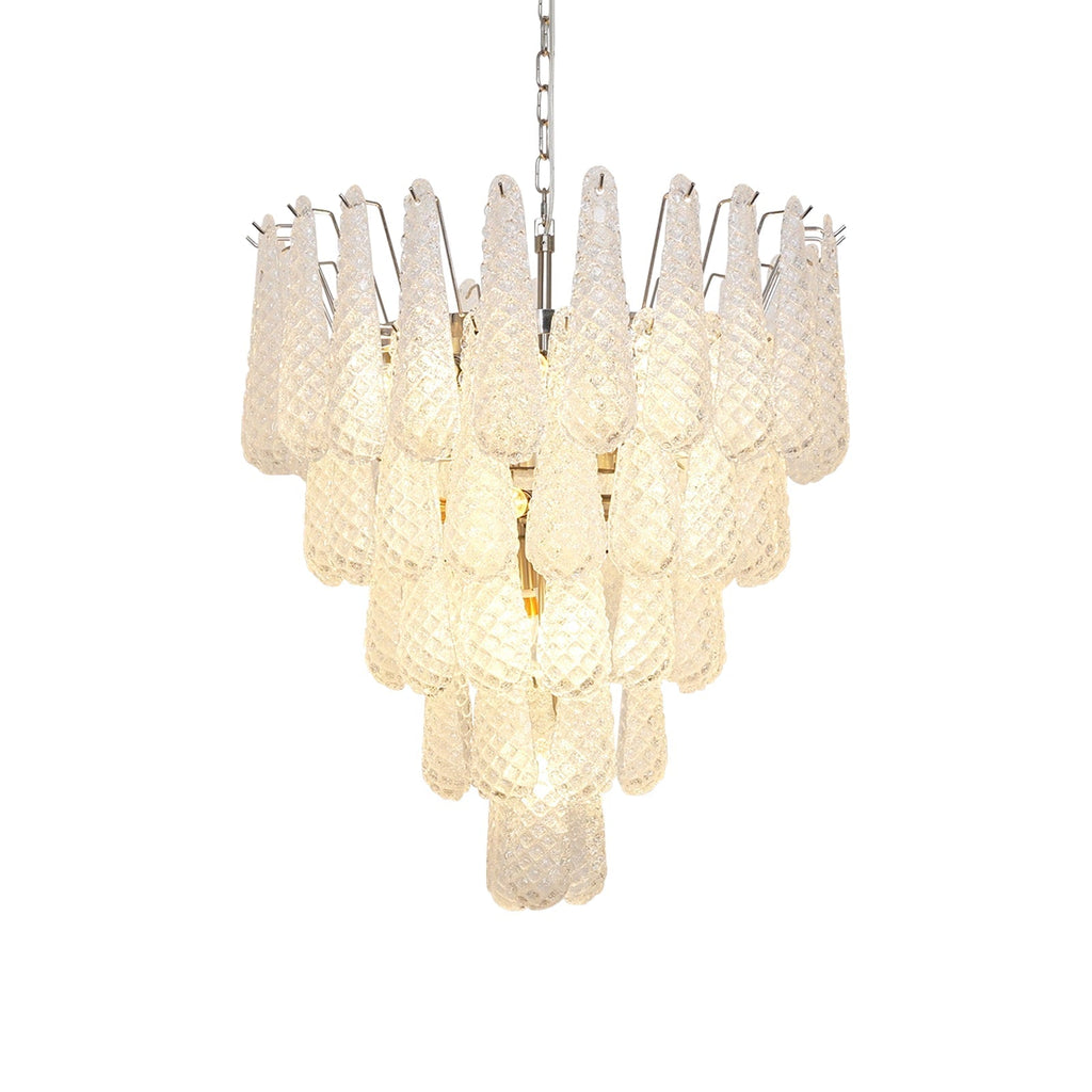 Aurora Chandelier Clear Murano Glass Dewdrop Layered