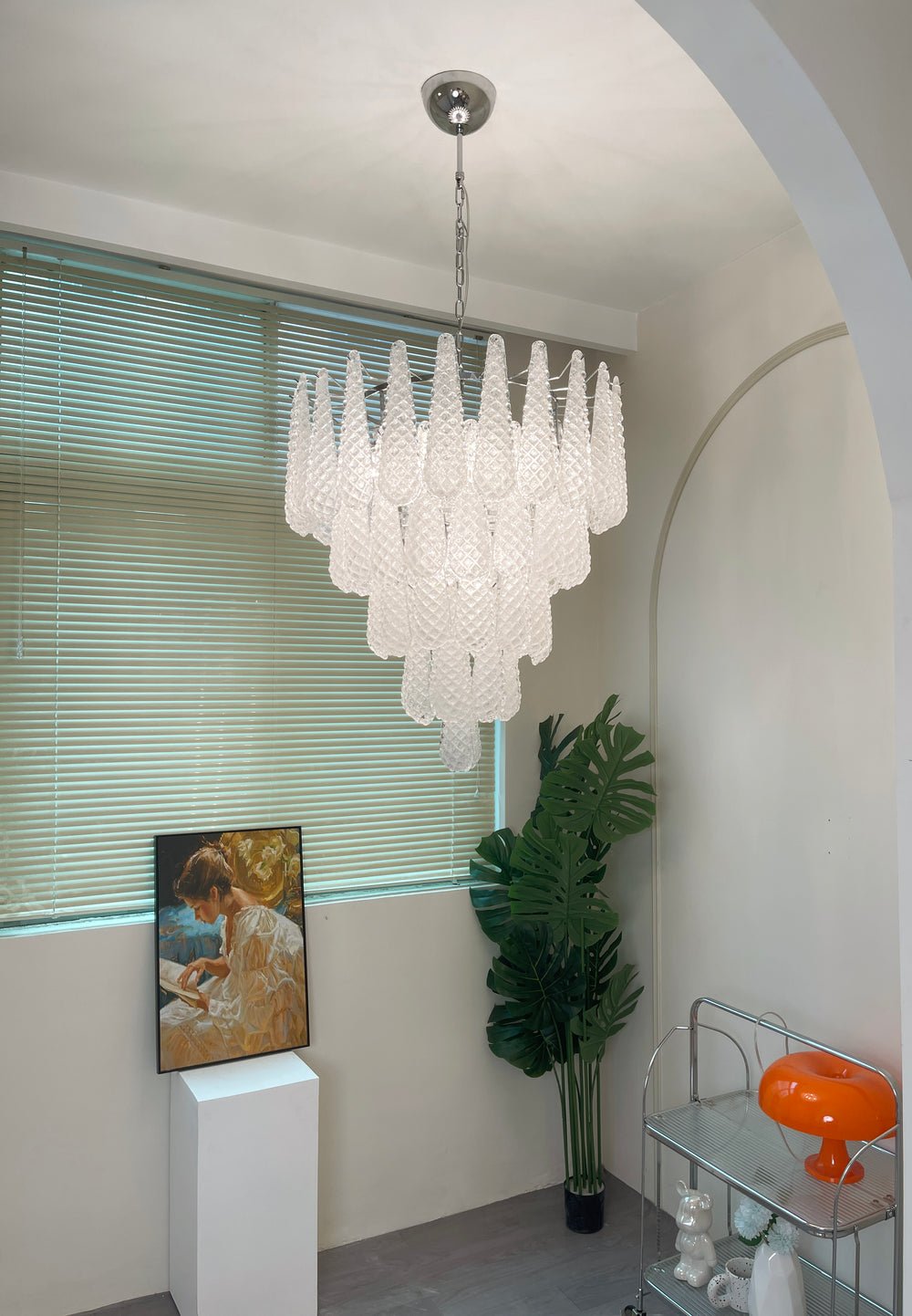 Aurora Chandelier Clear Droplets Murano Glass Waterfall Diamond