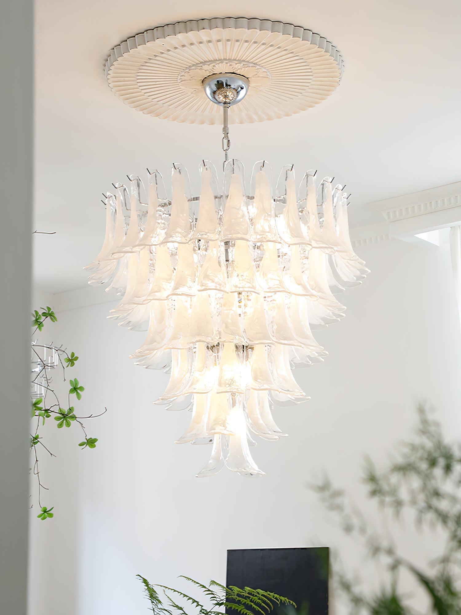 Aurora Chandelier Murano Glass Petals Vintage
