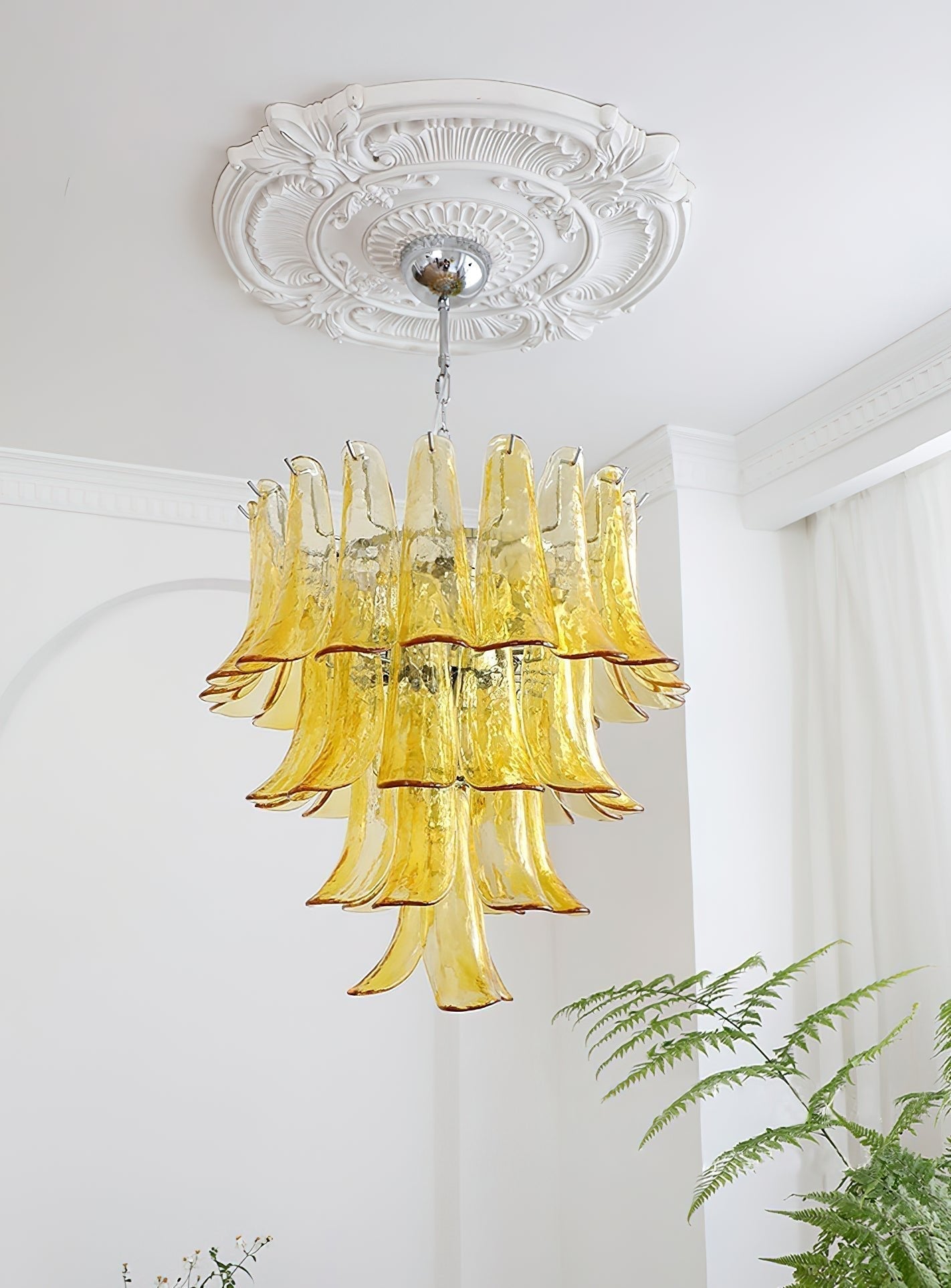 Aurora Chandelier Murano Glass Petals Vintage