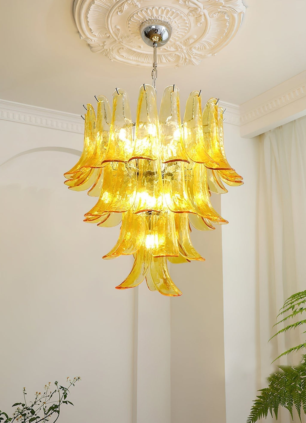 Aurora Chandelier Murano Glass Petals Vintage