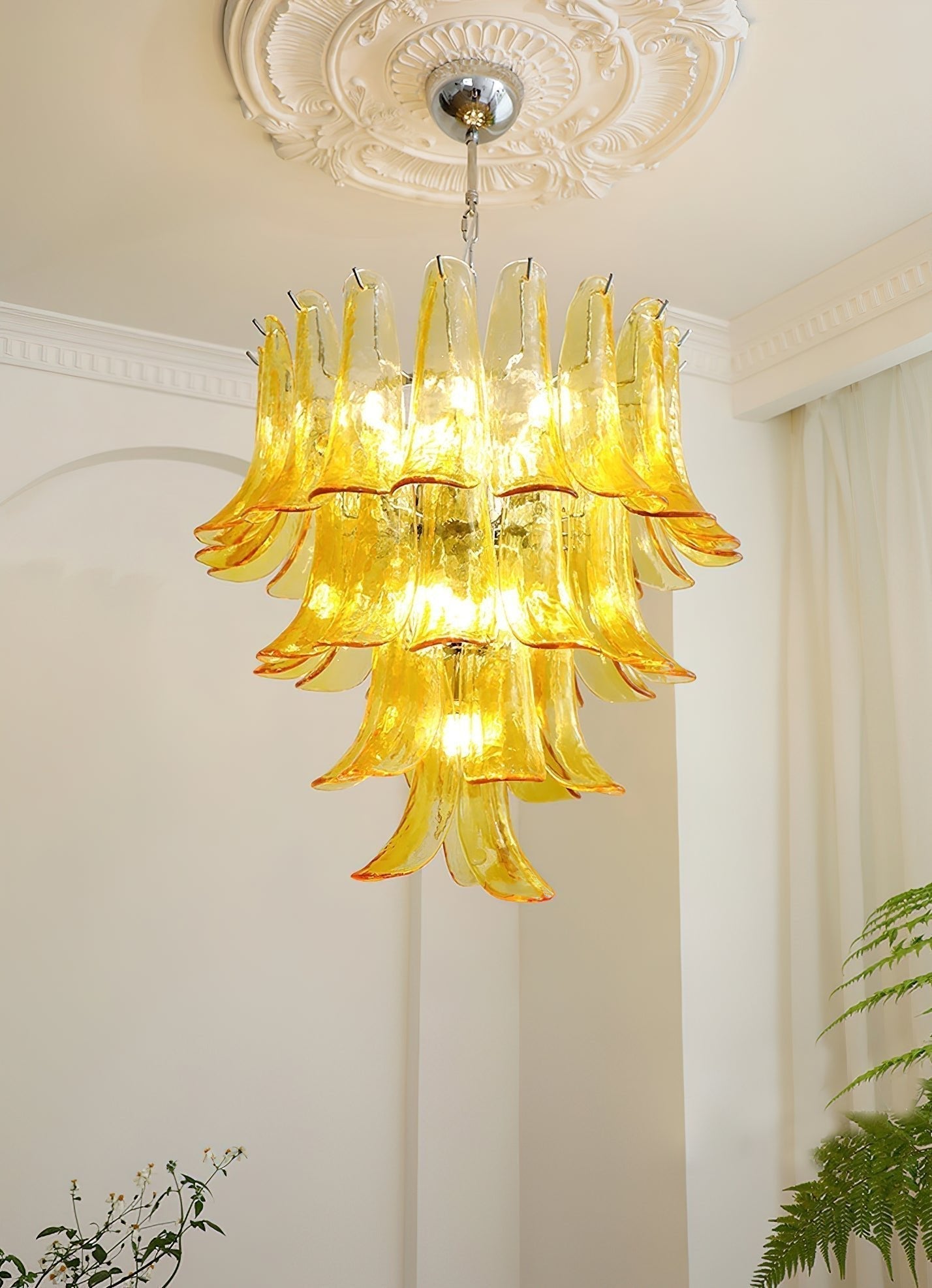 Aurora Chandelier Murano Glass Petals Vintage