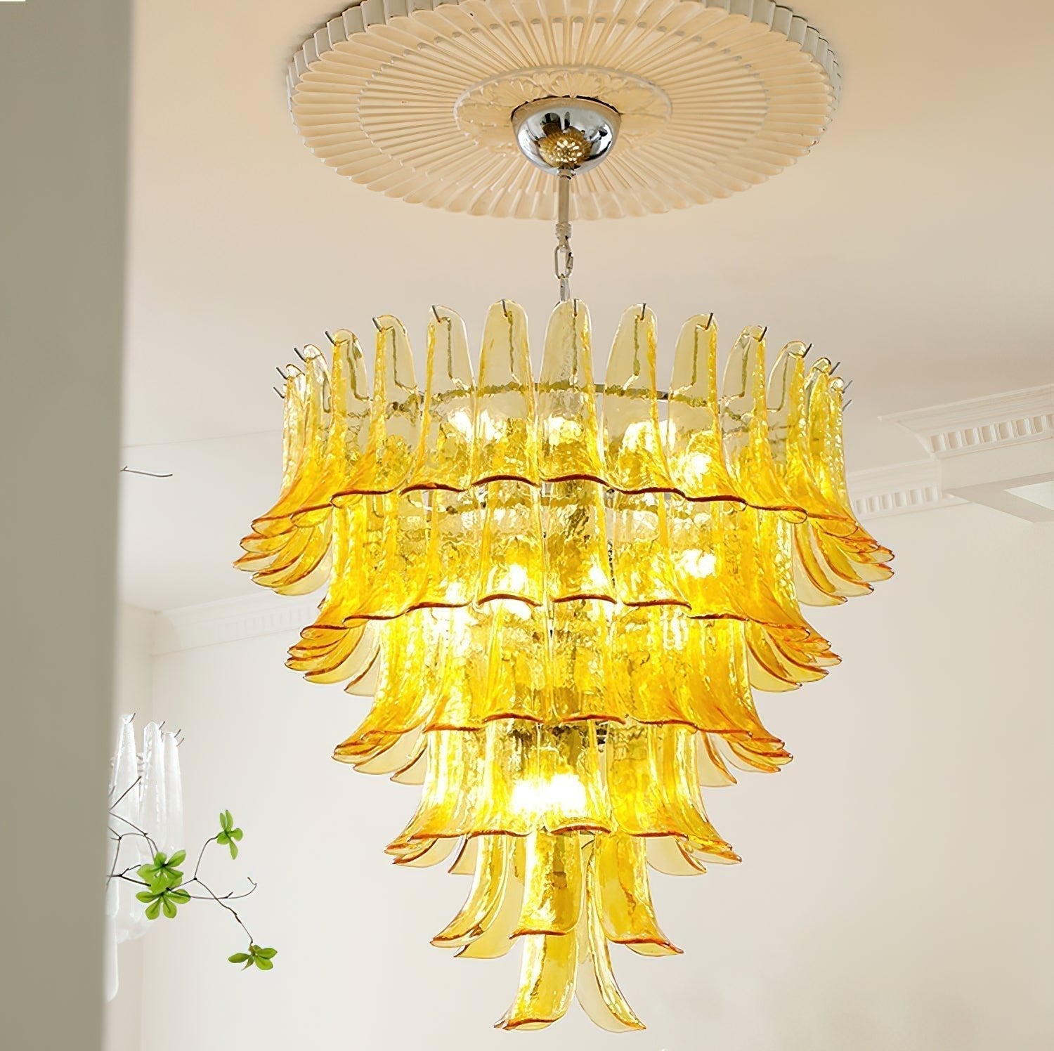 Aurora Chandelier Murano Glass Petals Vintage