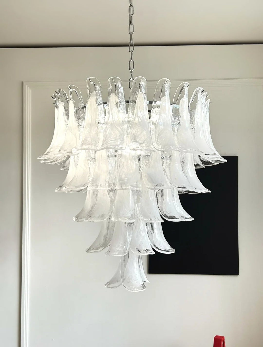 Aurora Chandelier Clear Murano Glass Petal Vintage