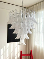 Aurora Chandelier Clear Murano Glass Petal Vintage