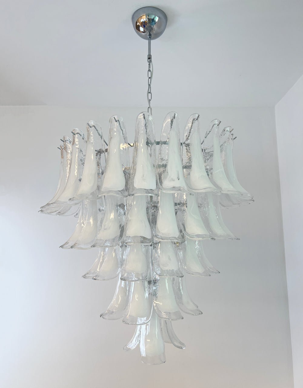 Aurora Chandelier Clear Murano Glass Petal Vintage