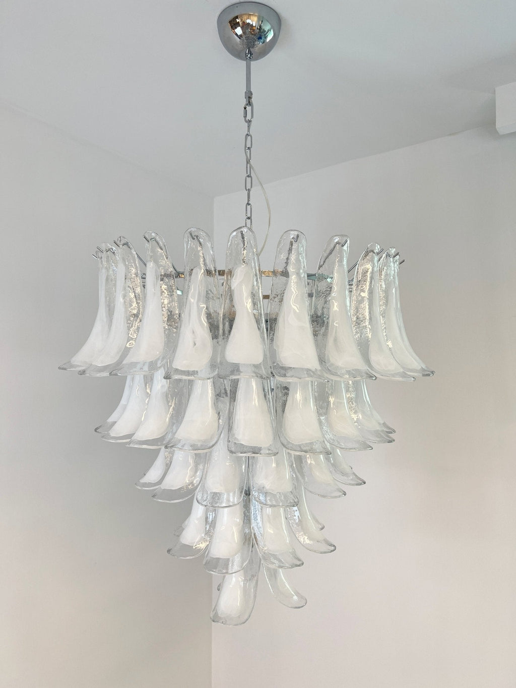 Aurora Chandelier Clear Murano Glass Petal Vintage