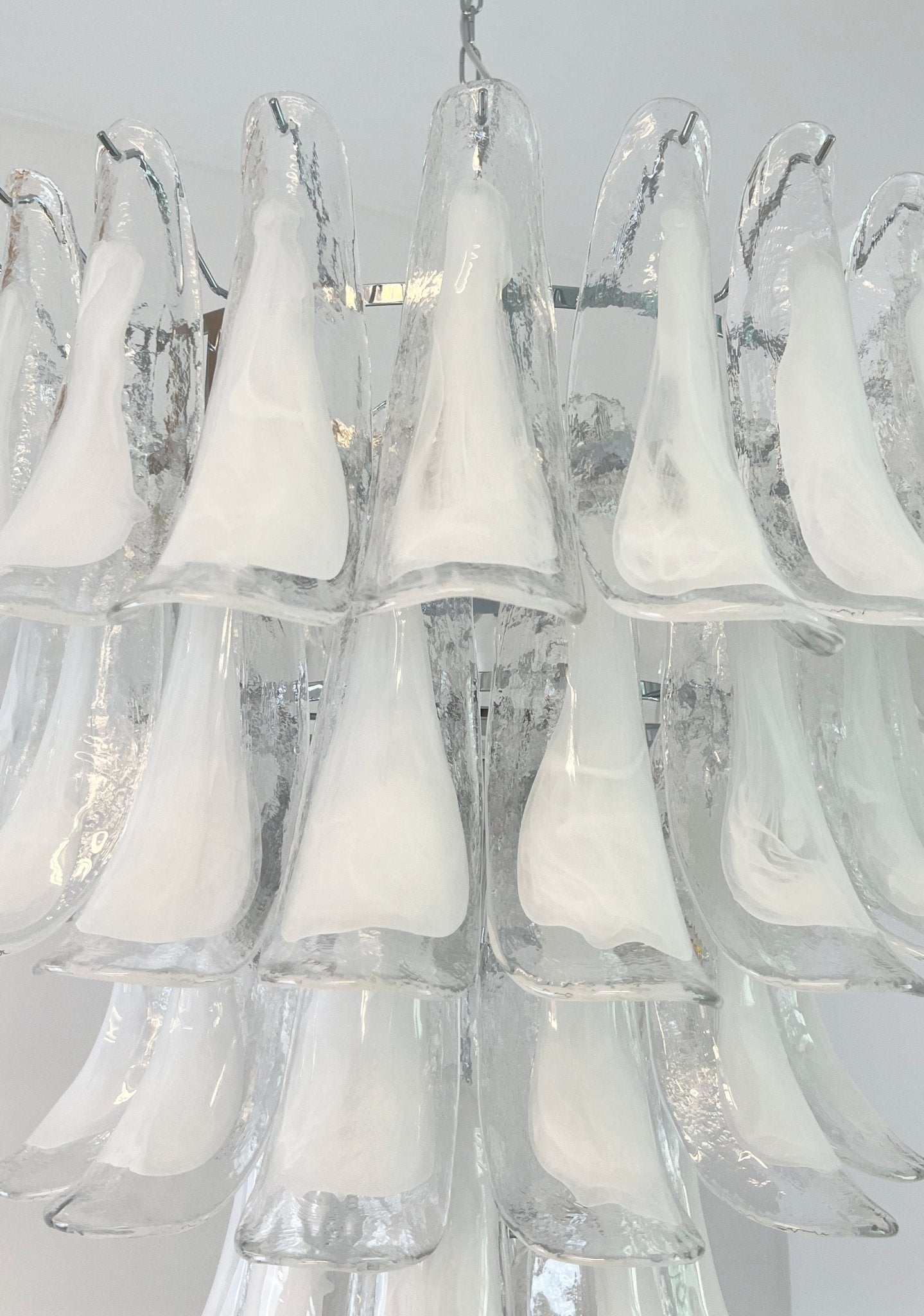 Aurora Chandelier Clear Murano Glass Petal Vintage