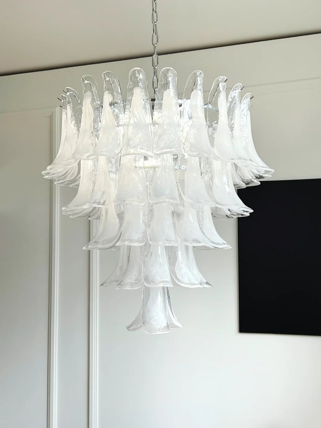 Aurora Chandelier Clear Murano Glass Petal Vintage