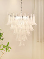 Aurora Chandelier Clear Murano Glass Petal Vintage