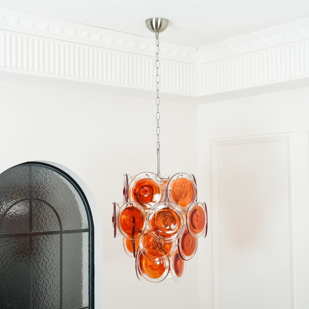 Aurora Chandelier Murano Orange Glass