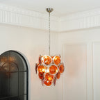 Aurora Chandelier Murano Orange Glass