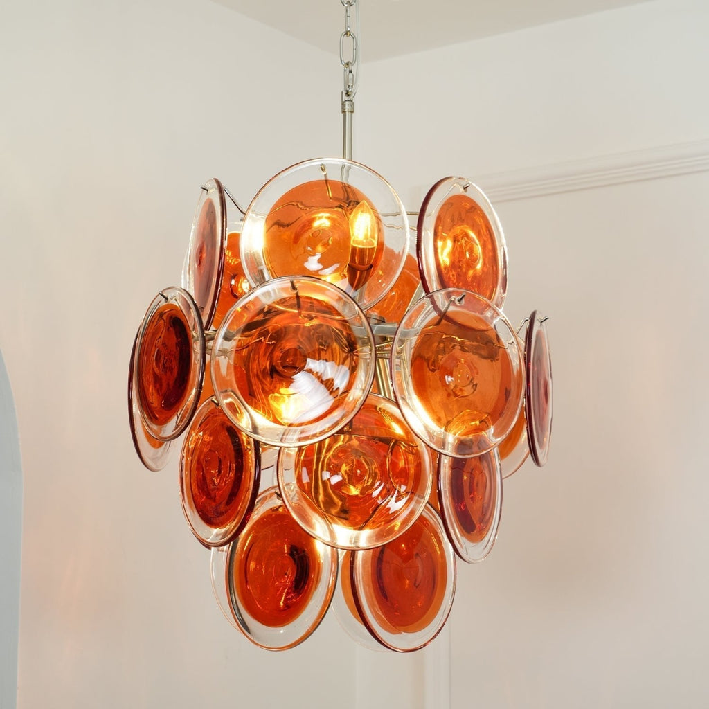 Aurora Chandelier Murano Orange Glass