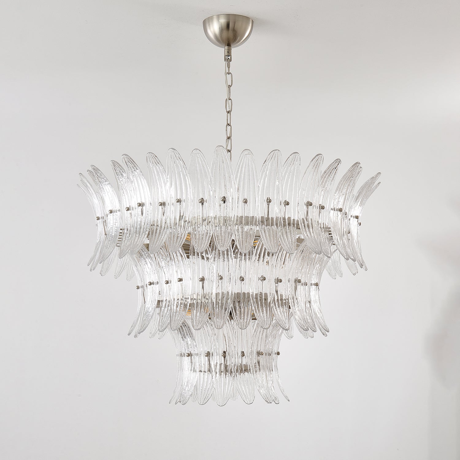 Aurora Chandelier Murano Glass Palmette Leaf Tiered