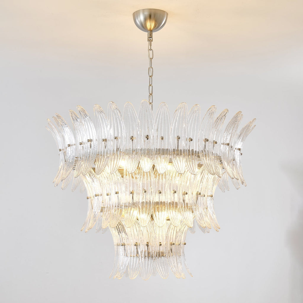 Aurora Chandelier Murano Glass Palmette Leaf Tiered