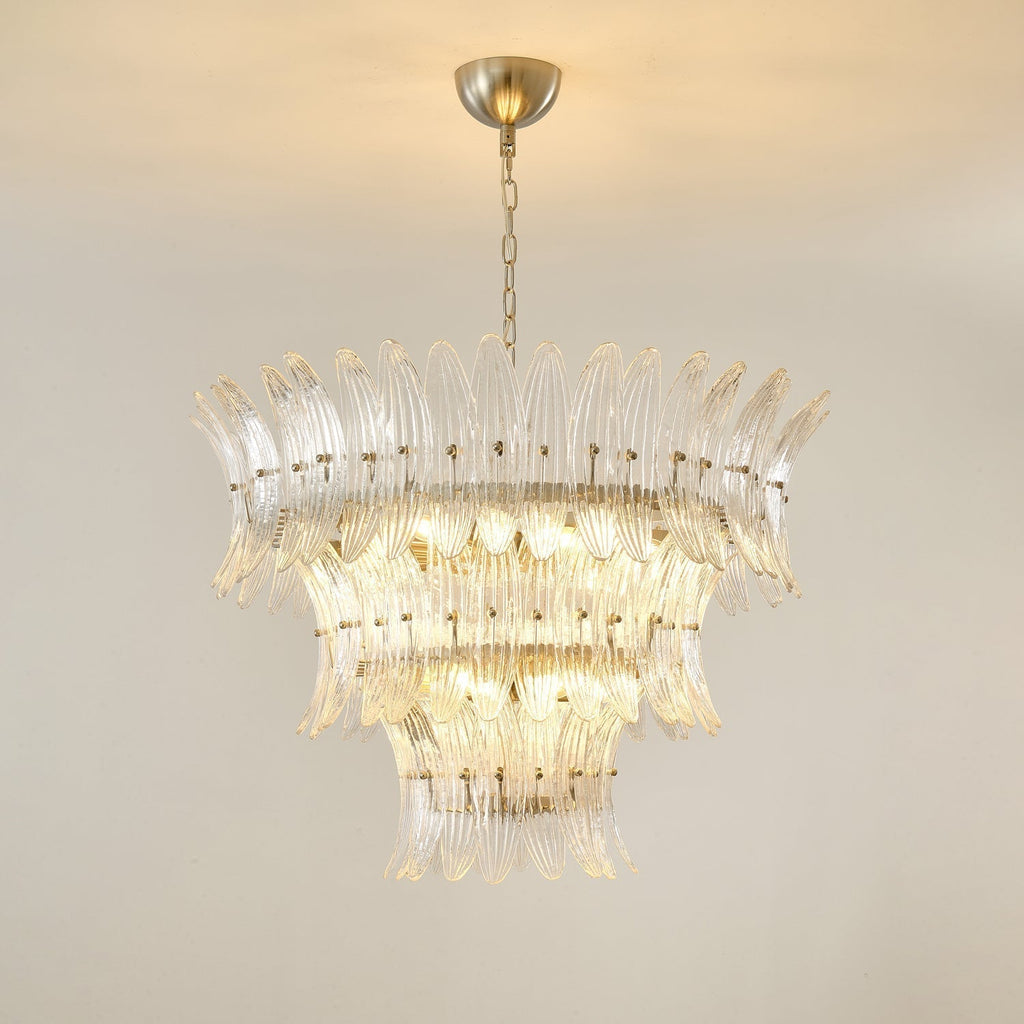 Aurora Chandelier Murano Glass Palmette Leaf Tiered