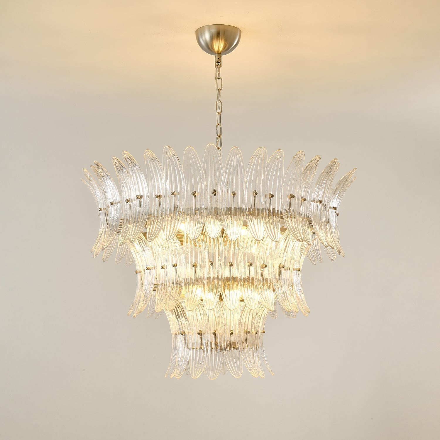 Aurora Chandelier Murano Glass Palmette Leaf Tiered