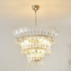 Aurora Chandelier Murano Glass Palmette Leaf Tiered