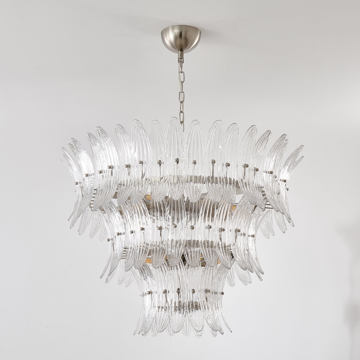 Aurora Chandelier Murano Glass Palmette Leaf Tiered