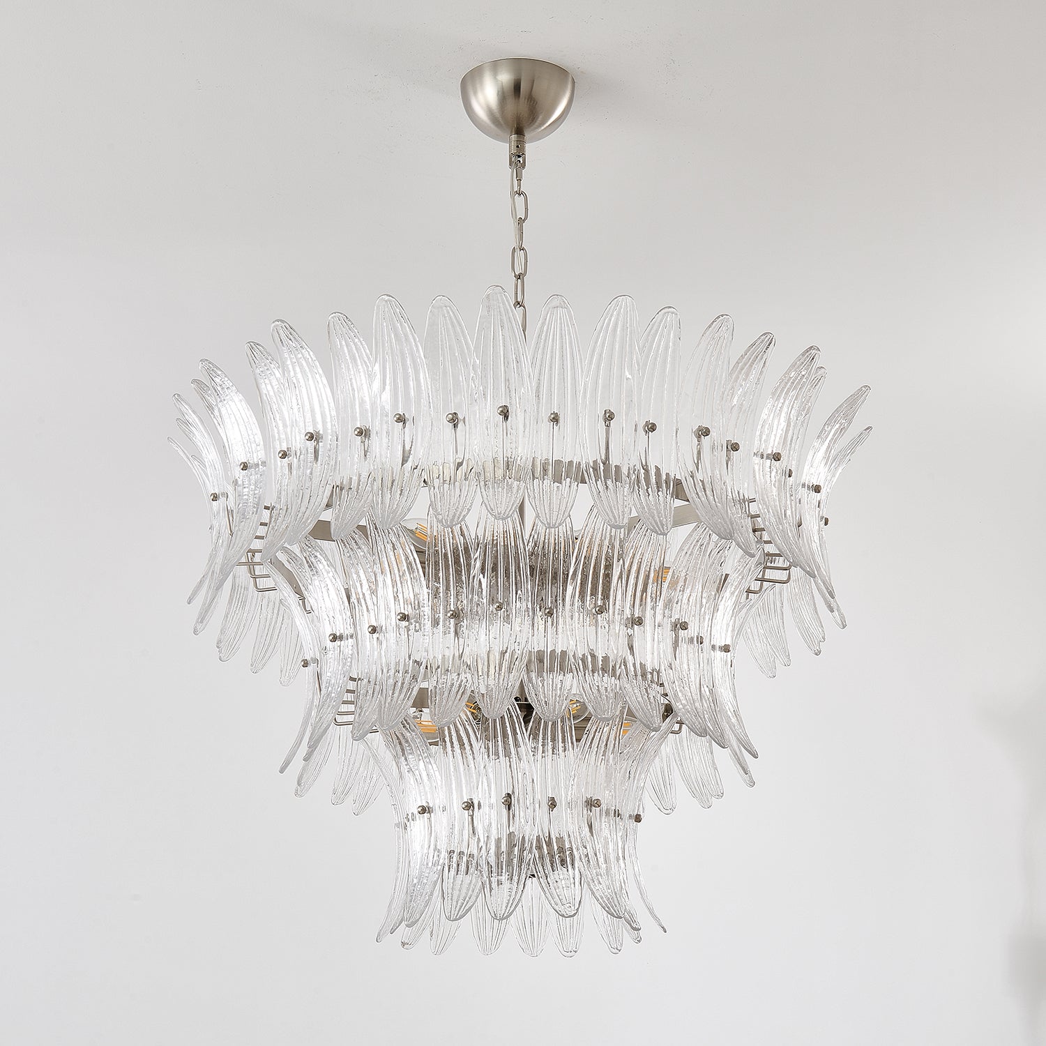 Aurora Chandelier Murano Glass Palmette Leaf Tiered